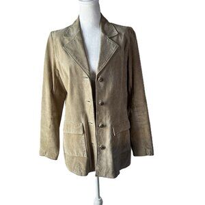 NEW LOOK Edgy Elegance: Quiet Luxury Tan Suede Blazer Flattering & Sophisticated